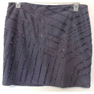 Banana Republic Art Deco Geometric Beaded Miniskirt Purple Sz 6 NWT